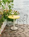 Hee Chair hot galvanised_Ceramic Table dia70xH74 bright yellow tabletop cream white tube concrete base.webp