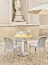 Deville Chair silver grey_Ceramic Table bright yellow_Italian Dessert Cup_Mousqueton Portable stainless steel.webp