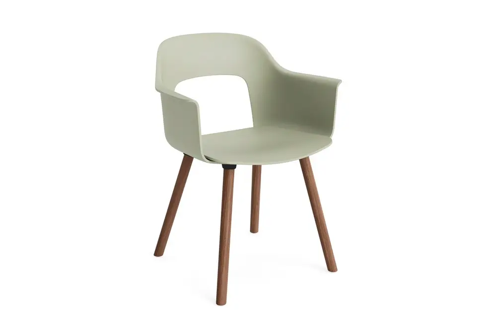 Layout Armchair 221_wb lacq walnut 4 leg base_pastel green shell.webp