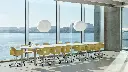 Layout Armchair 243 Relate 431 Biscotti shell base_Annex Table Overhang alu frame cotton cream tabletop_Nelson Ball Bubble pendant.webp