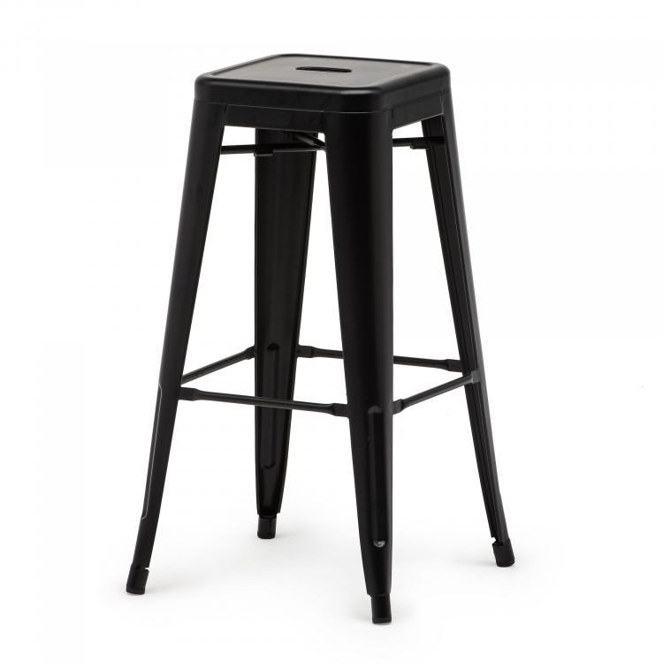 Flexfurn Tolix Style barkruk (Wit, Zonder houten zitting)