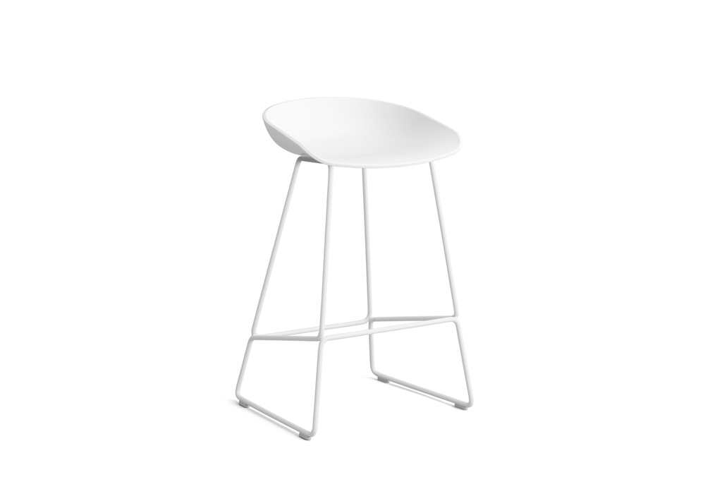 HAY AAS 38 White steel base (Melange Cream, Wit, Standaard glijders)