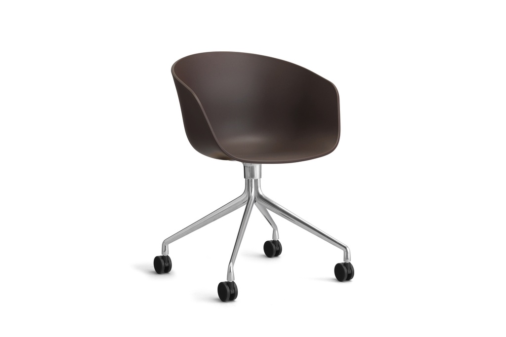 HAY AAC 24 Polished aluminium base (Melange Cream, Standaard glijders, met seat pad)