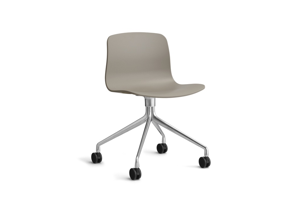 HAY AAC 14 Polished aluminium base (Melange Cream, Standaard glijders, met seat pad)