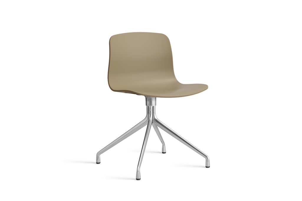 HAY AAC 10 Polished metal base (Melange Cream, Standaard glijders, met seat pad)