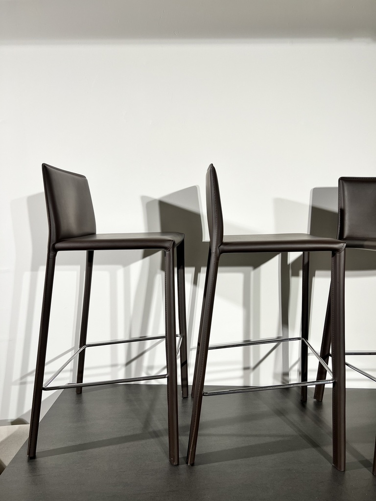 3 x MANILLA Barkruk donkerbruin leder