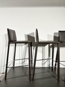 MANILLA Tabouret de bar en cuir brun foncé (3x)
