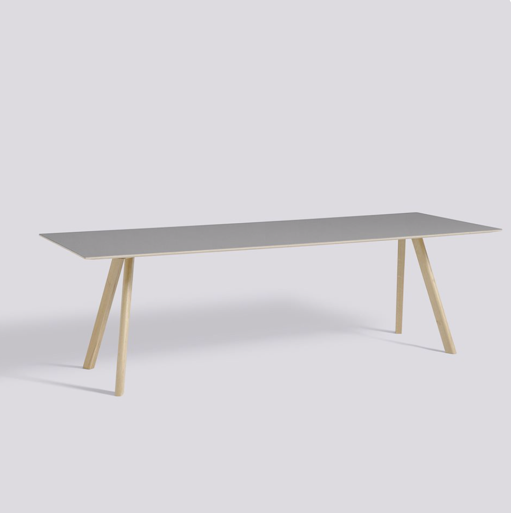 HAY CPH30 Tafel 250 x 90 H74 poten massief eik gelakt - blad linoleum grey