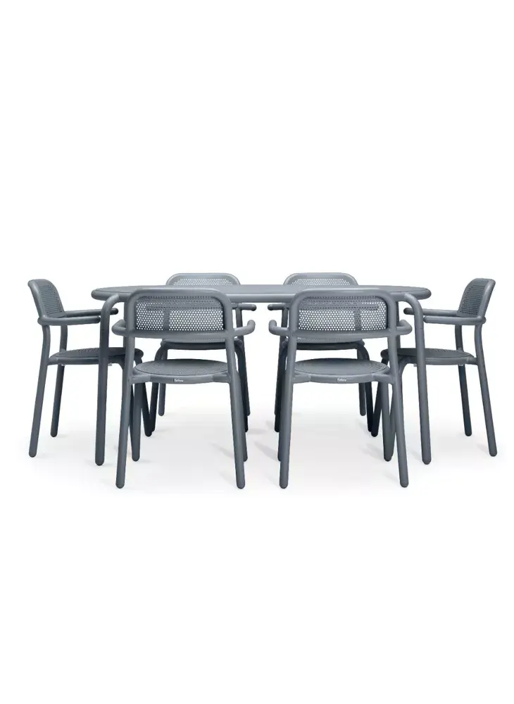 Fatboy Toni Set Tavolo tafel + Toni armstoelen + gratis kandelaar (met kandelaar, Elephant, 4 armstoelen)