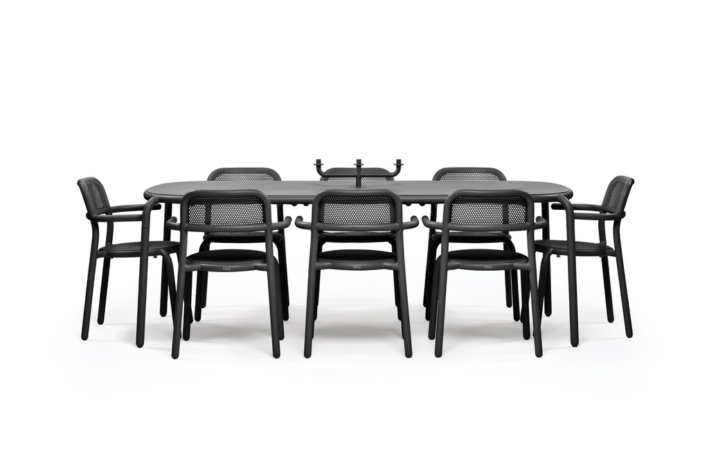 Fatboy Toni Set Tablo tafel + Toni 6 of 8 armstoelen + gratis kandelaar (met kandelaar, Elephant, 6 armstoelen)