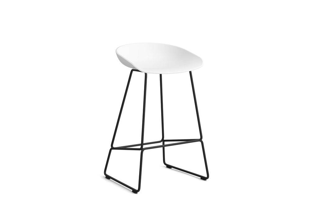 HAY AAS 38 Black steel base (Melange Cream, Wit, Standaard glijders, H65)