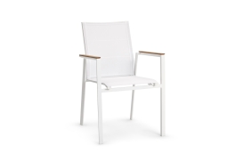 Diphano Selecta dining chair (met teak armleuningen, Wit + Sand)