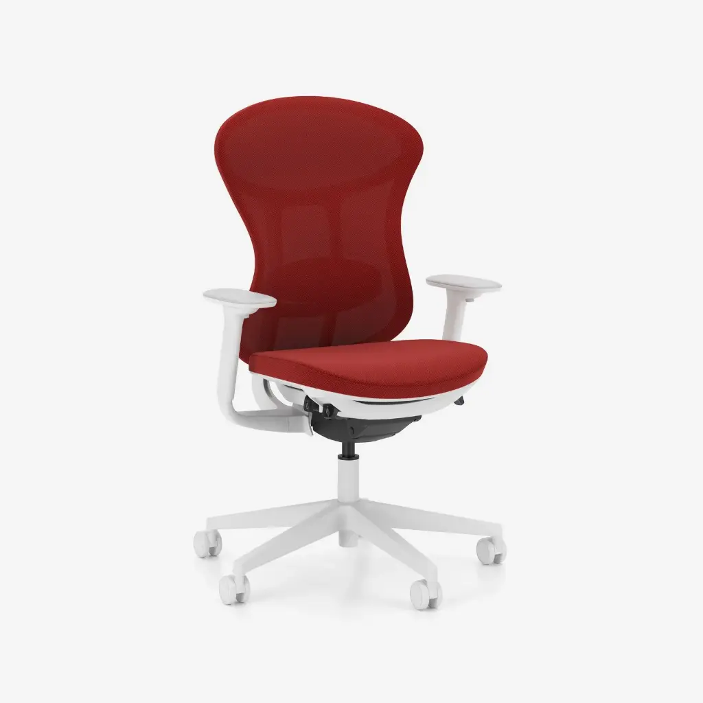 Nowy Styl Prox White Mesh (Black, ER-IN Synchroon, zit diepte, 4D white grey, 3D Mesh RH60165 Grijs, Rood RX433, Polished aluminium)