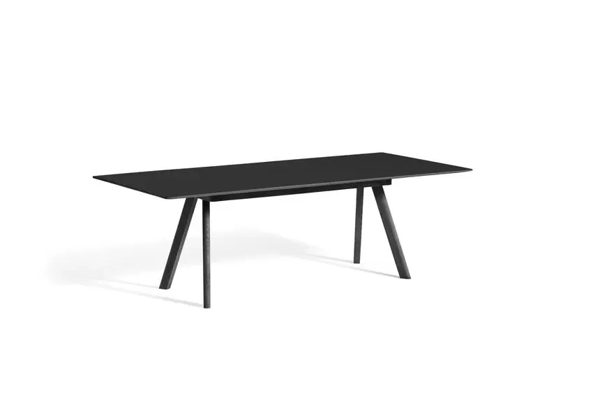 HAY CPH30 extendable - zwart (160x80, Black lacquered Oak veneer, met 1 verlengstuk)